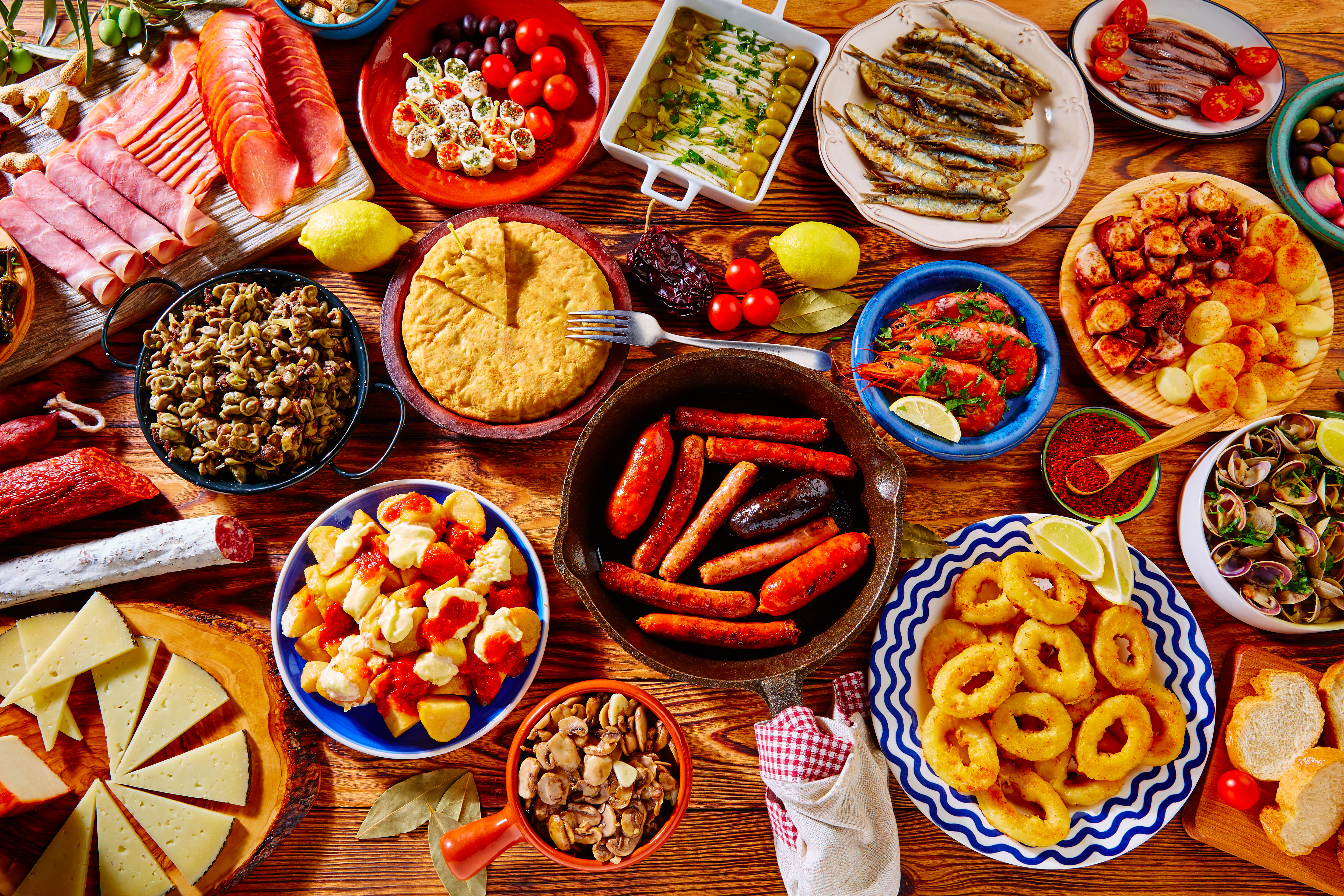 A sampling of traditional Spanish dishes.
